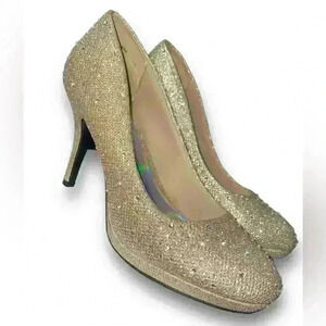 Platform Heels Silver Metallic Crystal - Size 9.5 by Hot Tomato Fireworks